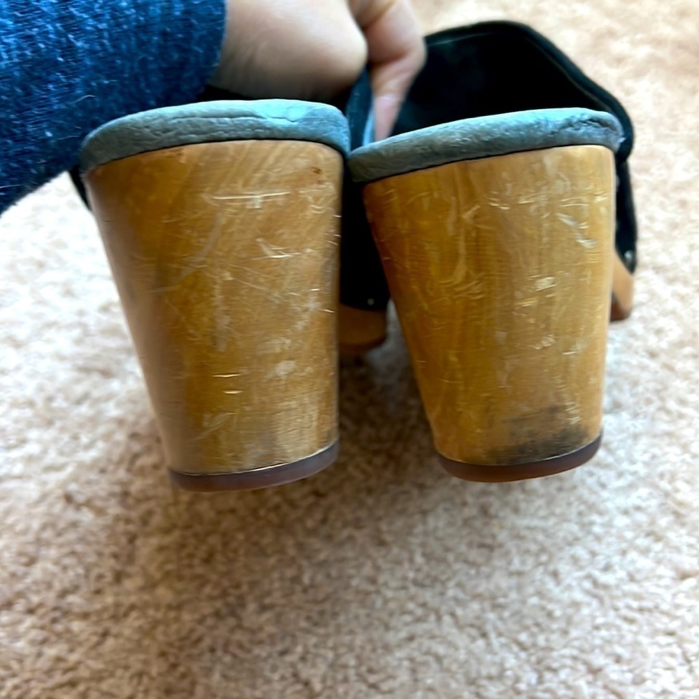 Black Leather Ugg Shearling Clogs - image 6